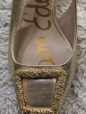 Sam Edelman Metallic Gold Embellished Slip-On Flat
